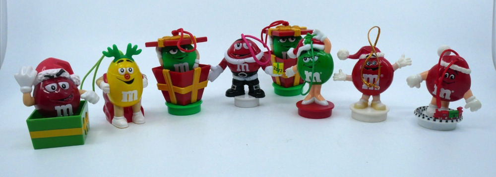 VTG Mars M&M Plastic Ornament & Candy Topper Holiday Figurine Mixed Lot